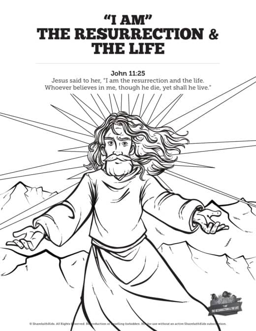 John 11 I am the Resurrection and the Life Sunday School Coloring Pages