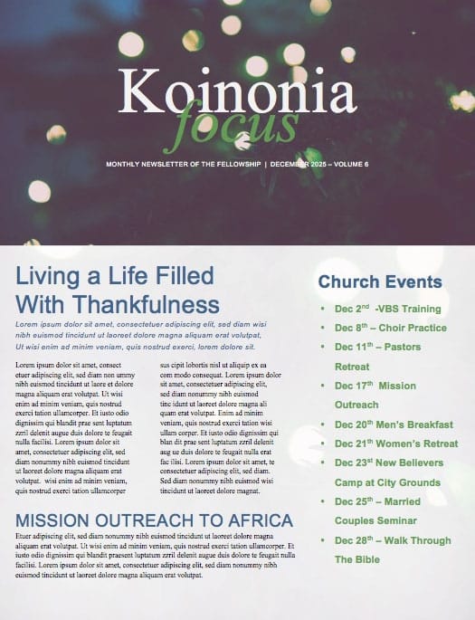 Christmas Tree Lights Church Newsletter