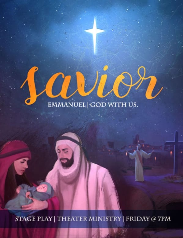 A Savior is Born Christmas Church Flyer