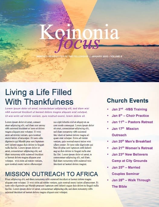 New Year New Me Church Newsletter