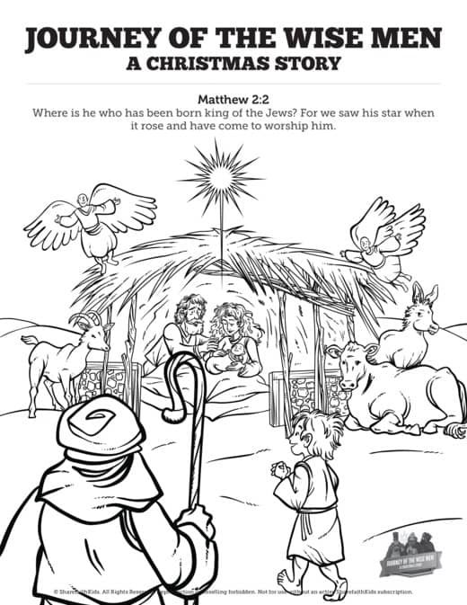 Matthew 2 Journey of the Wise Men: The Magi Christmas Story Sunday School Coloring Pages