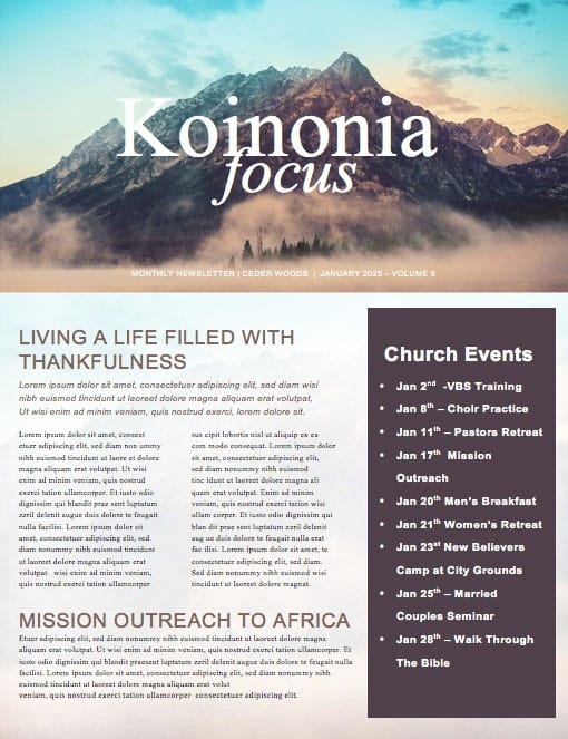 Moving Mountains Church Newsletter