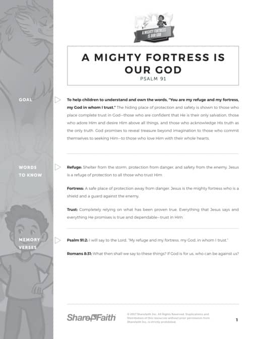 Psalm 91 A Mighty Fortress is our God Curriculum