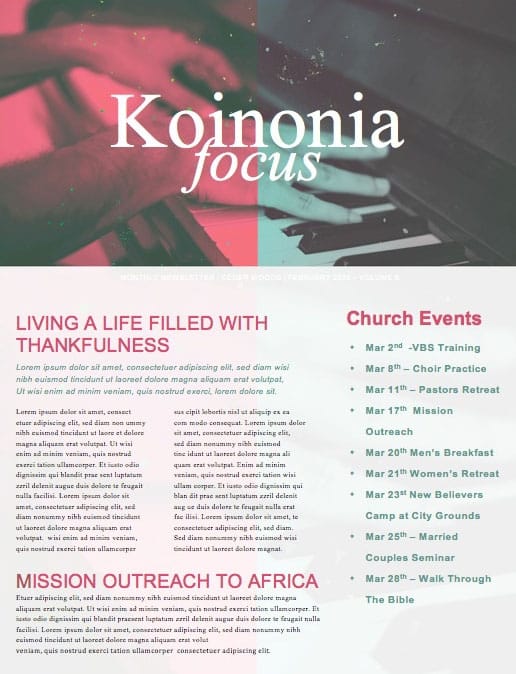 Sing to the Lord A New Song Church Newsletter
