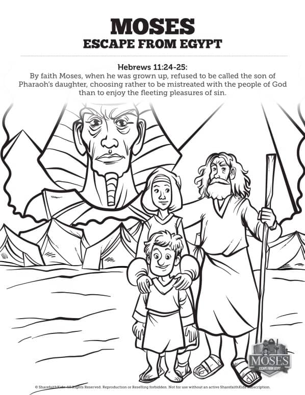 Exodus 2 Moses Escapes From Egypt Sunday School Coloring Pages