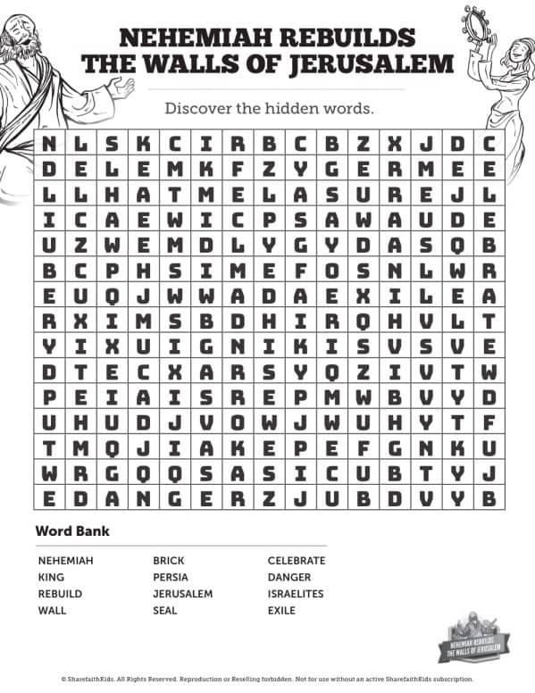 Book of Nehemiah Bible Word Search Puzzles