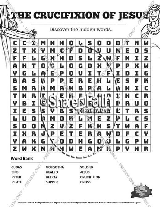 Jesus' Crucifixion Bible Word Search Puzzles