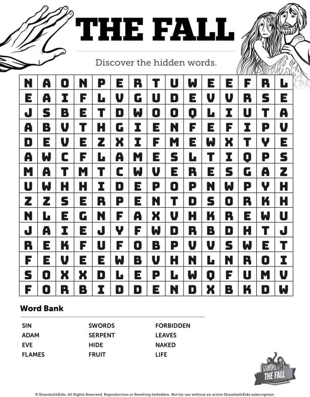 The Fall of Man Word Search Puzzles