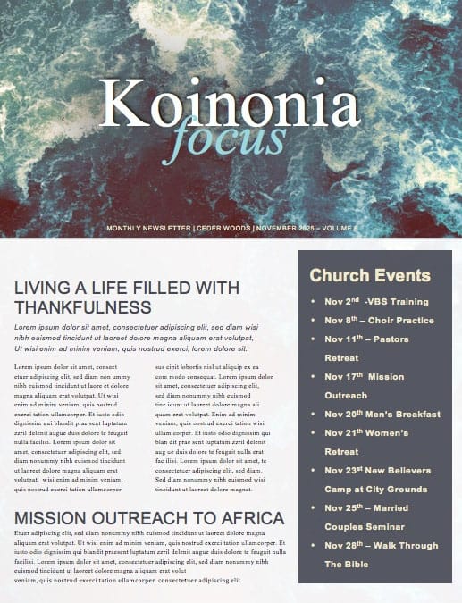 Hope Overflowing Church Newsletter Template