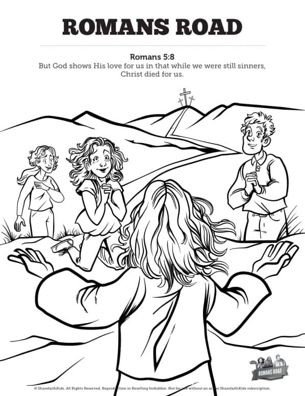 Romans Road Sunday School Coloring Pages