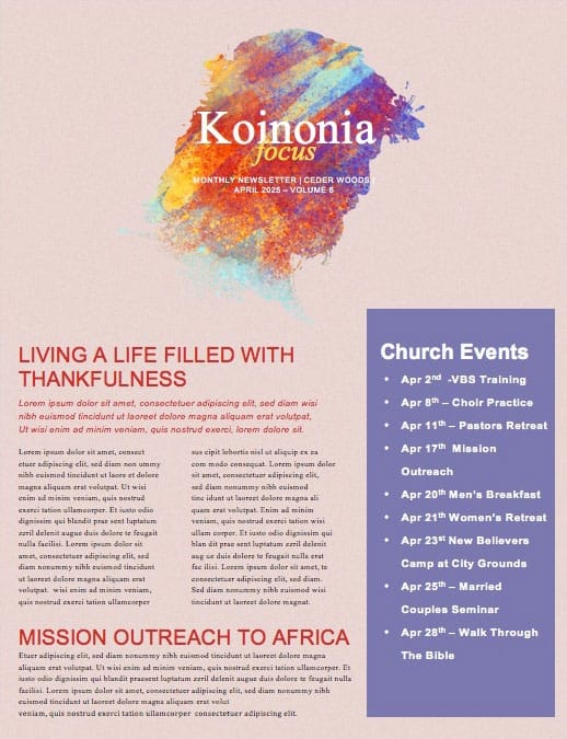 My Redeemer Lives Church Easter Newsletter