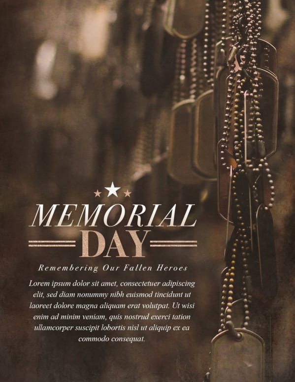 Memorial Day Dog Tags Church Flyer Template