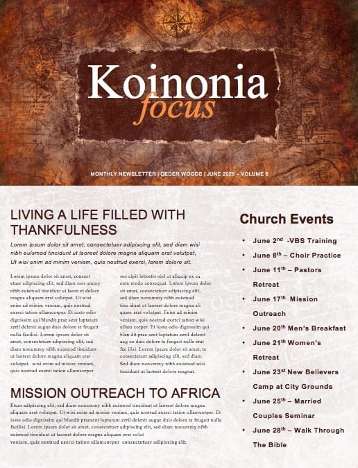 Acts Of The Apostles Church Newsletter Template