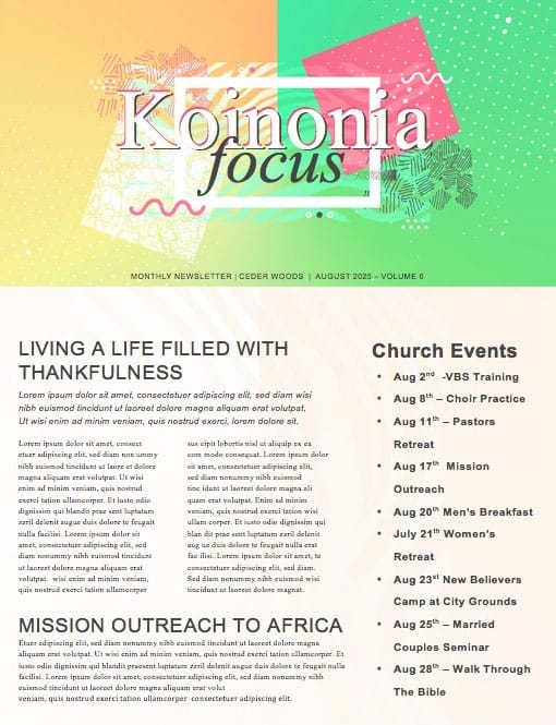 Student Ministry Church Newsletter