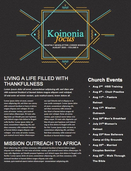 Anointed By The Spirit Newsletter Template