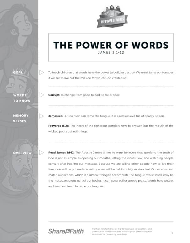 James 3 The Power of Words Curriculum