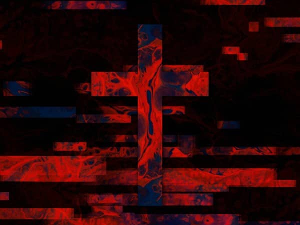 Red Ink Cross Textured Worship Background