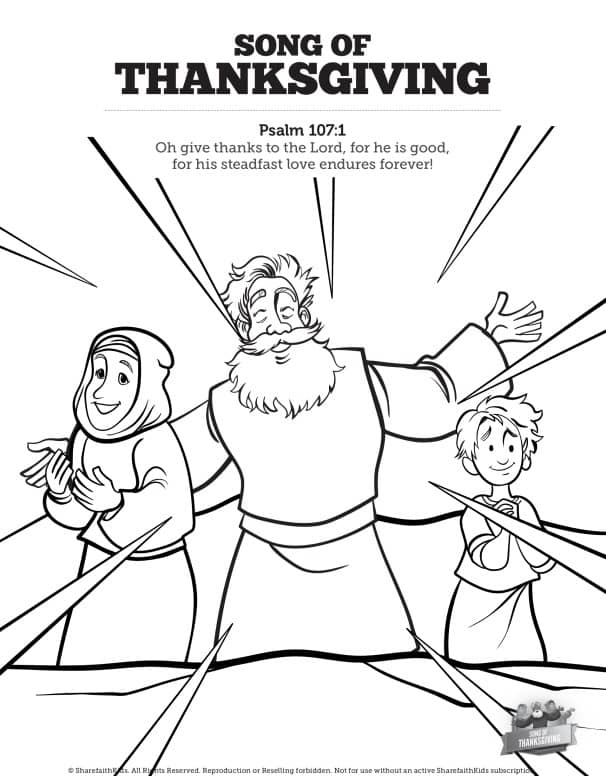 Psalm 107 Song of Thanksgiving Sunday School Coloring Pages