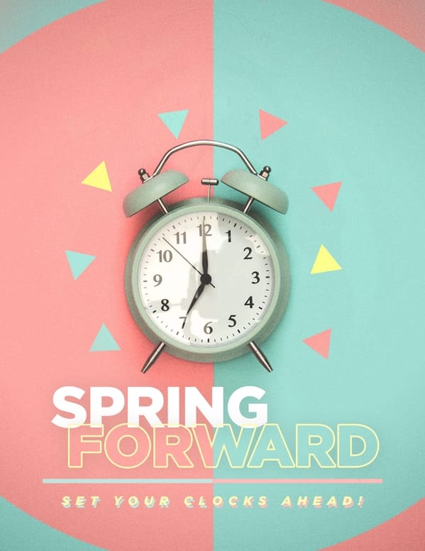 Spring Forward Alarm Clock Flyer Template