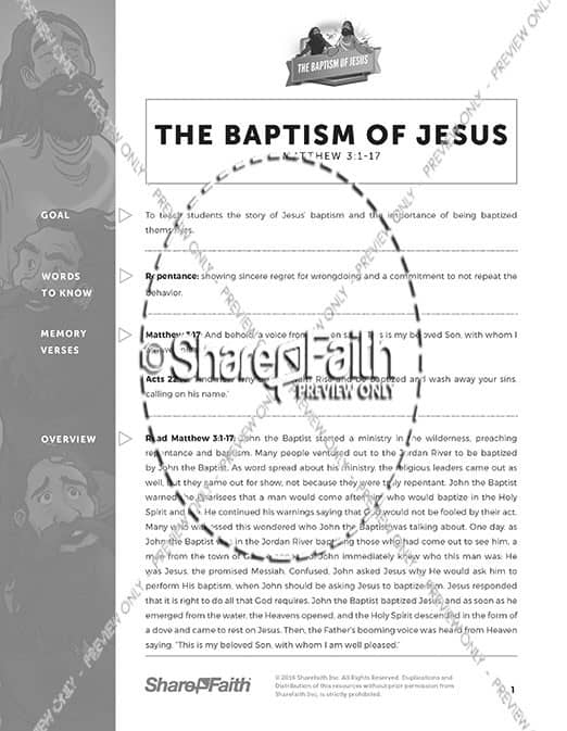 Matthew 3 The Baptism of Jesus Curriculum