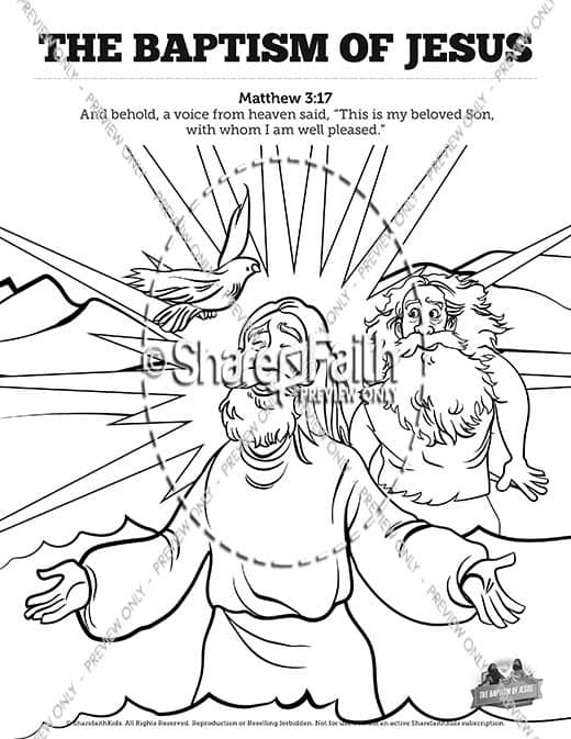 Matthew 3 The Baptism of Jesus Sunday School Coloring Pages