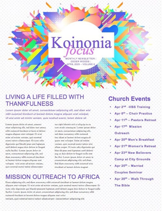 Church Easter Service Newsletter