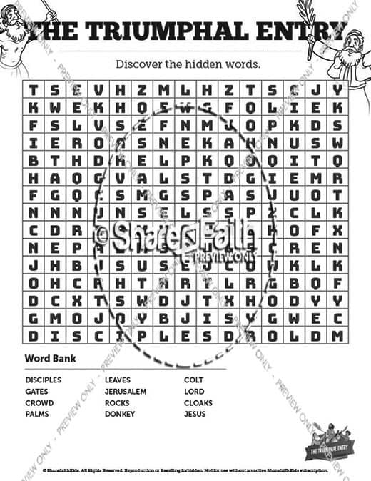 Luke 19 The Triumphal Entry Bible Word Search Puzzles