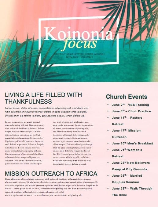 Best Summer Ever Church Newsletter