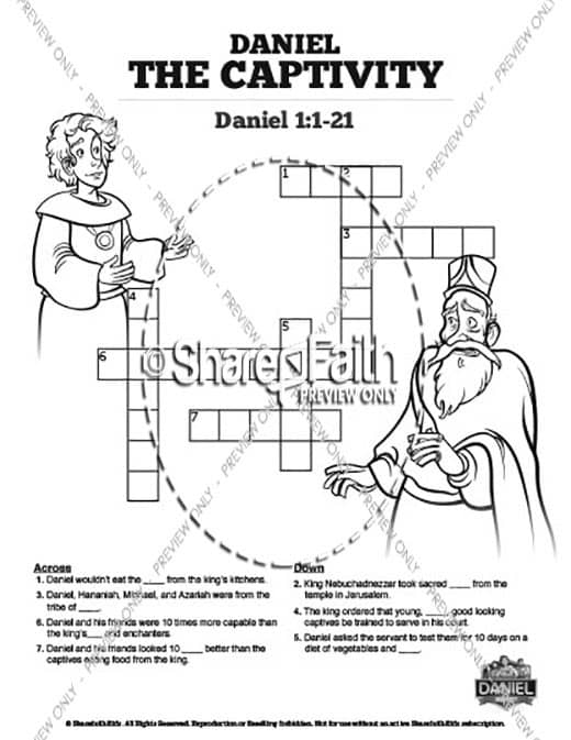 Daniel 1 The Captivity Sunday School Crossword Puzzles