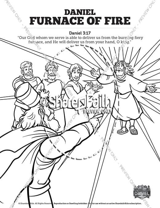 Daniel 3 The Furnace of Fire Sunday School Coloring Pages