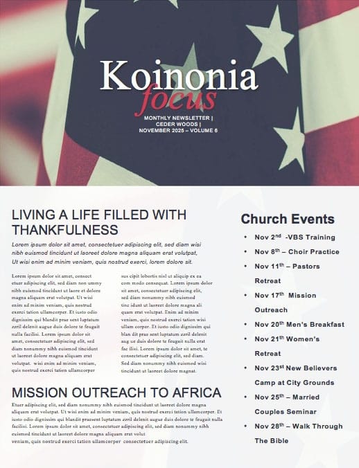 Veterans Day Honor Church Newsletter