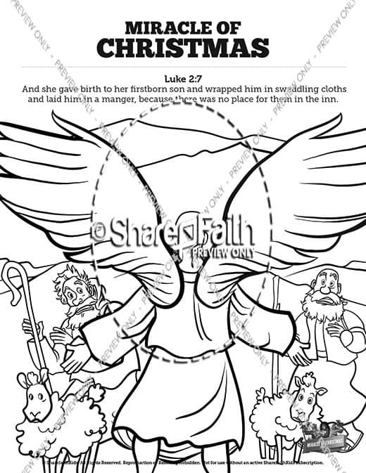 Luke 2 The Miracle of Christmas Sunday School Coloring Pages
