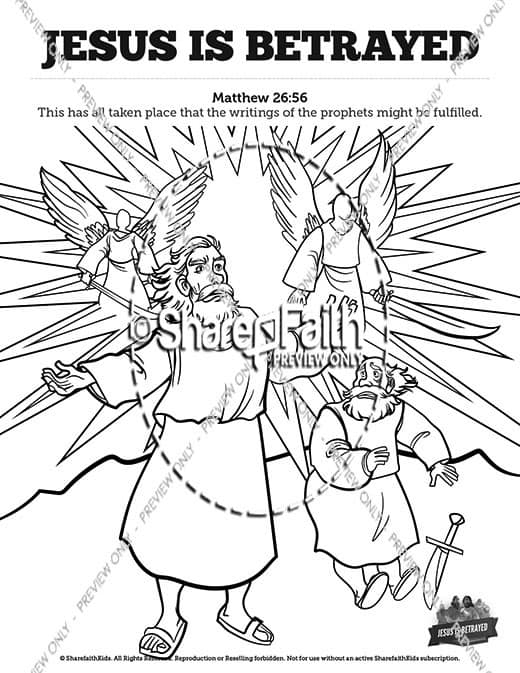Matthew 26 Jesus is Betrayed Sunday School Coloring Pages