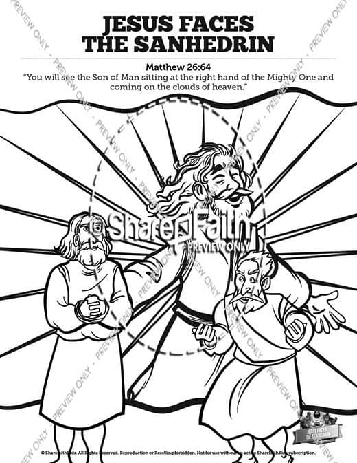 Matthew 26 Jesus Before the Sanhedrin Sunday School Coloring Pages