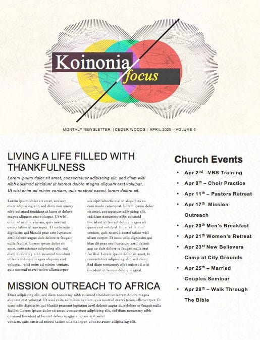 Overcome Church Monthly Newsletter