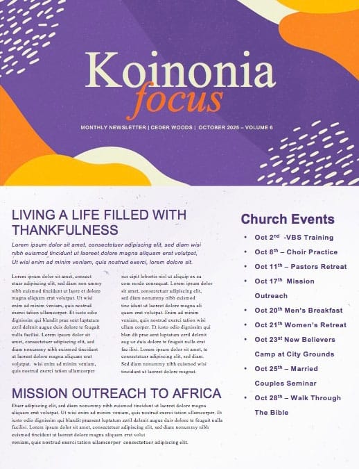 Purple Trunk Or Treat Church Newsletter