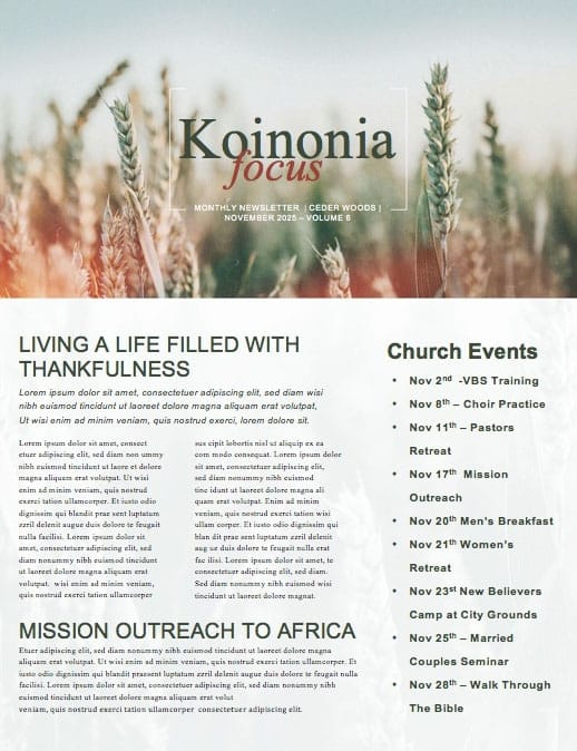 Give Thanks Field Church Newsletter