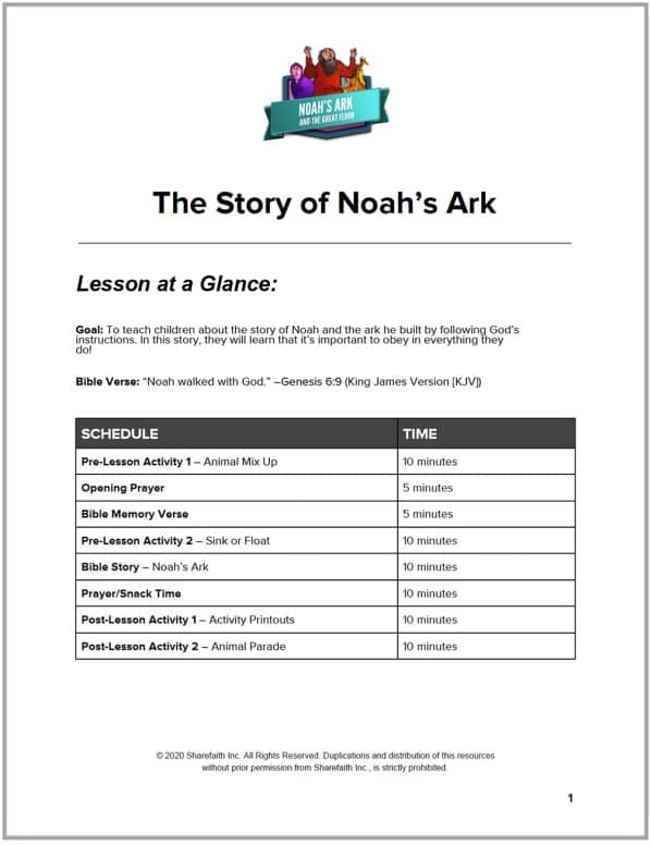 Genesis 10 Noahs Ark Preschool Curriculum