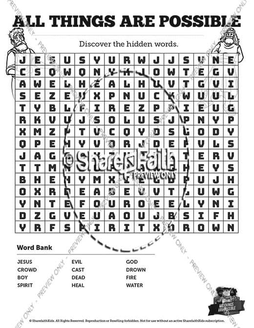 Mark 9 All Things Are Possible Bible Word Search Puzzles