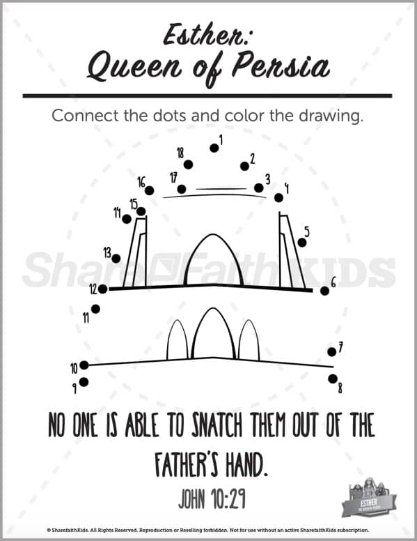 The Story of Esther Preschool Dot to Dot