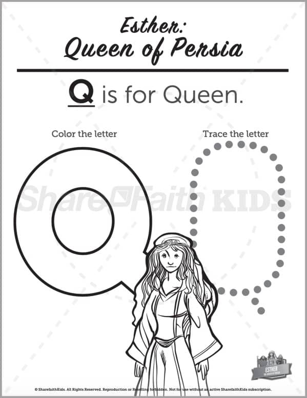 The Story of Esther Preschool Letter Coloring