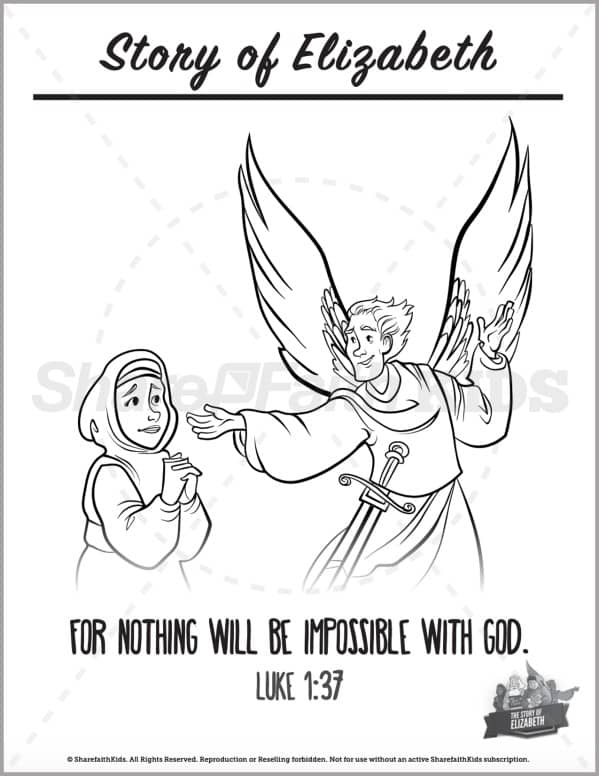 Luke 1 The Story of Elizabeth Preschool Coloring Pages