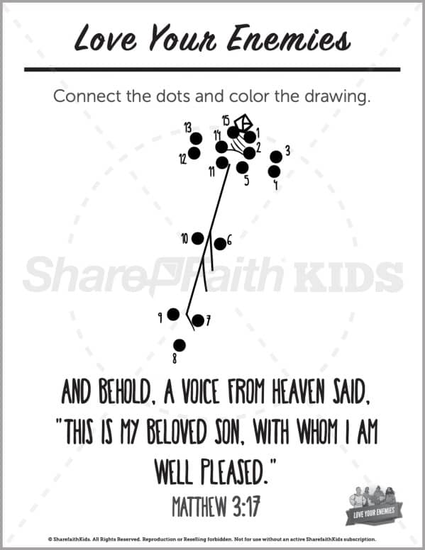 Matthew 5 Love Your Enemies Preschool Dot to Dot