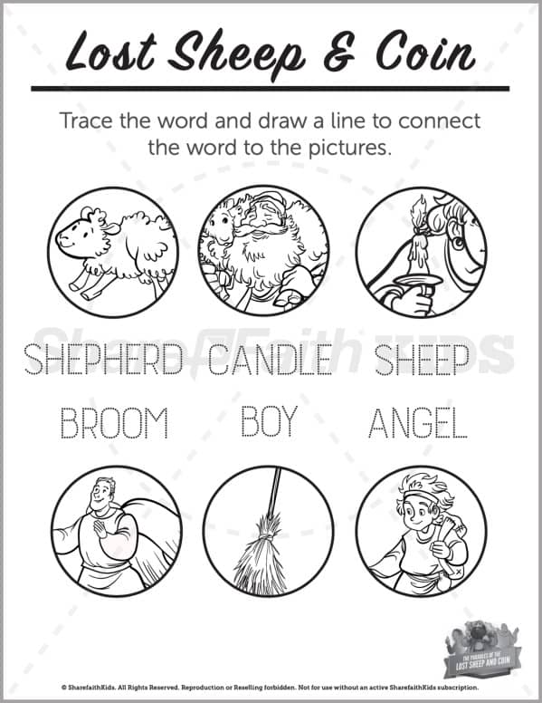 Luke 15 The Lost Sheep and Coin Preschool Word Picture Match