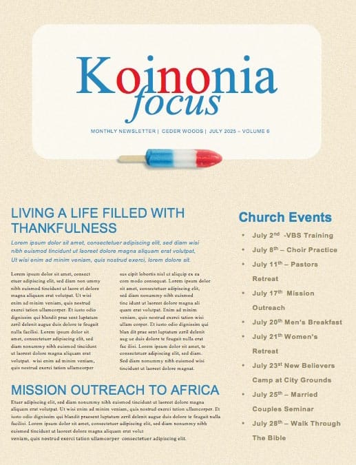 4th Of July Popsicle Church Newsletter