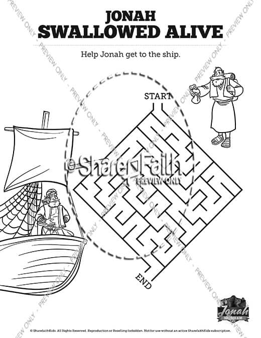 Jonah 1 Swallowed Alive Bible Mazes