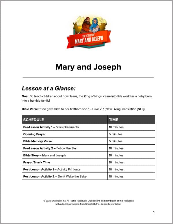 Luke 2 Mary and Joseph Christmas Story Preschool Curriculum