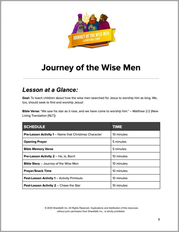 Matthew 2 Journey of the Wise Men Preschool Curriculum