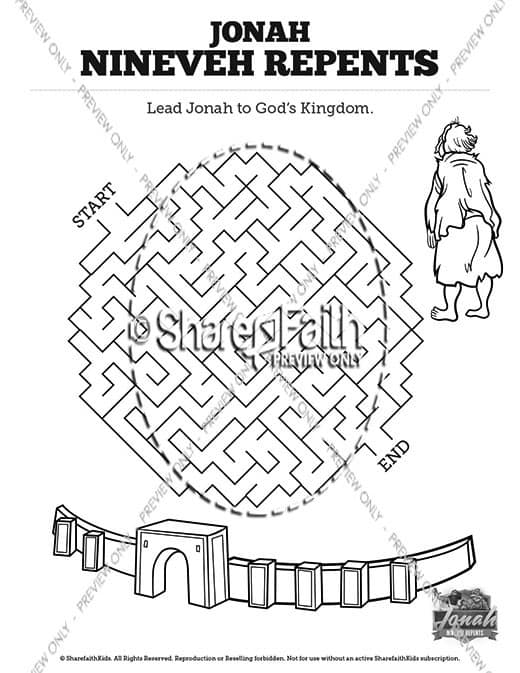 Jonah 3 Nineveh Repents Bible Mazes