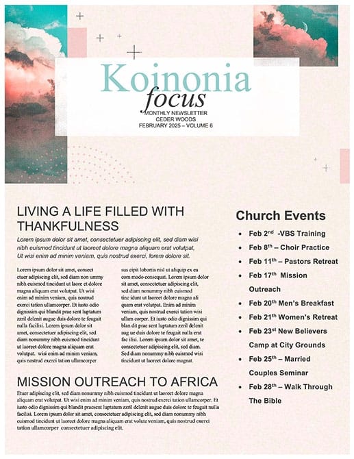 Your New Life Starts Now Church Newsletter